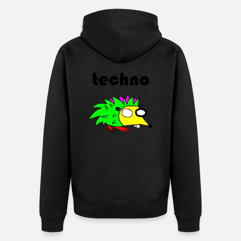 techno igel - Unisex Premium Bio Zip Hoodie - Schwarz