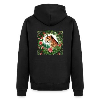 Gepard - Unisex Premium Bio Zip Hoodie - Schwarz - Hinten - Nico (187cm)