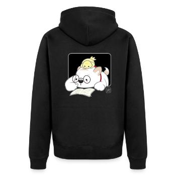 Dog Korean - Japanese Style 07 - Unisex Premium Organic Zip Hoodie - black - Back - Nico (187cm)