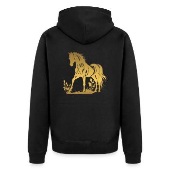 Cowboy Lustiger Cowboyhut Wild Western Rodeo Texas - Unisex Premium Bio Zip Hoodie - Schwarz - Hinten - Nico (187cm)
