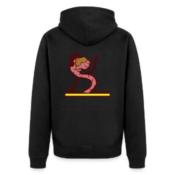 DJ Wurm Mischpult Schallplatte Party Tier Würmchen - Unisex Premium Bio Zip Hoodie - Schwarz - Hinten - Nico (187cm)