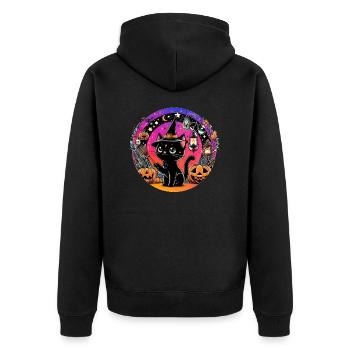 Spooky kitty Halloween 4 - Unisex Premium Organic Zip Hoodie - black - Back - Nico (187cm)