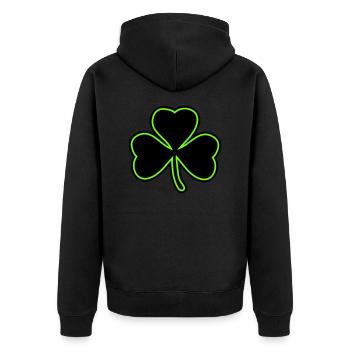 Shamrock Three Leaves Lucky Symbol Green Plant - Unisex Premium Organic Zip Hoodie - black - Back - Nico (187cm)