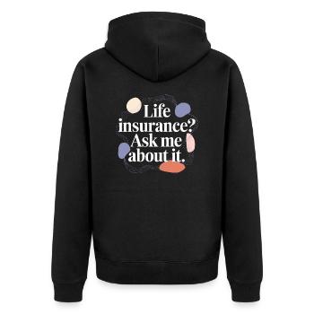 Cleverer Spruch für Versicherungsmakler - Unisex Premium Bio Zip Hoodie - Schwarz - Hinten - Nico (187cm)