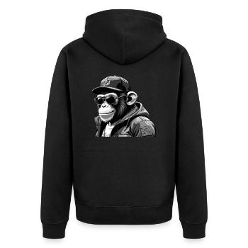 Singe cool élégant en noir et blanc - Veste à capuche bio Premium Unisexe - noir - Dos - Nico (187cm)
