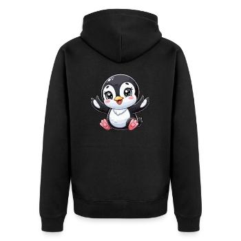 Baby-Pinguin - Unisex Premium Bio Zip Hoodie - Schwarz - Hinten - Nico (187cm)