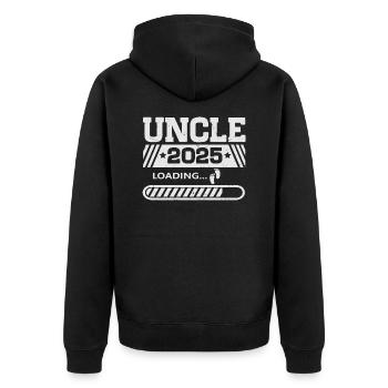 Uncle 2025 loading - Unisex Premium Organic Zip Hoodie - black - Back - Nico (187cm)