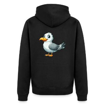 Möwe - Unisex Premium Bio Zip Hoodie - Schwarz - Hinten - Nico (187cm)