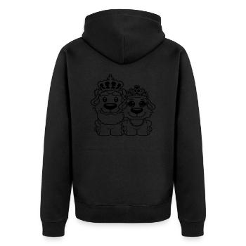Deux Chiens Couronne Roi Reine Souverain Majesté - Veste à capuche bio Premium Unisexe - noir - Dos - Nico (187cm)