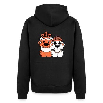 Deux Chiens Couronne Roi Reine Souverain Majesté - Veste à capuche bio Premium Unisexe - noir - Dos - Nico (187cm)