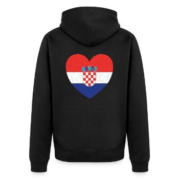 Drapeau du cœur de la Croatie – Design patriotique - Veste à capuche bio Premium Unisexe - noir - Dos - Nico (187cm)
