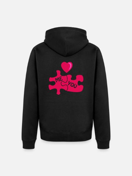 Puzzle Love - Unisex Premium Organic Zip Hoodie - black