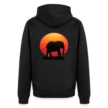 Eléphant au lever du soleil - Veste à capuche bio Premium Unisexe - noir - Dos - Nico (187cm)