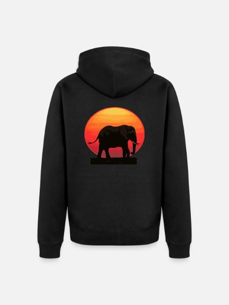 Elephant at sunrise - Unisex Premium Organic Zip Hoodie - black