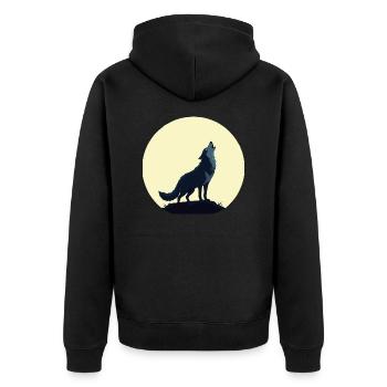 Loup hurlant devant la pleine lune - Veste à capuche bio Premium Unisexe - noir - Dos - Nico (187cm)