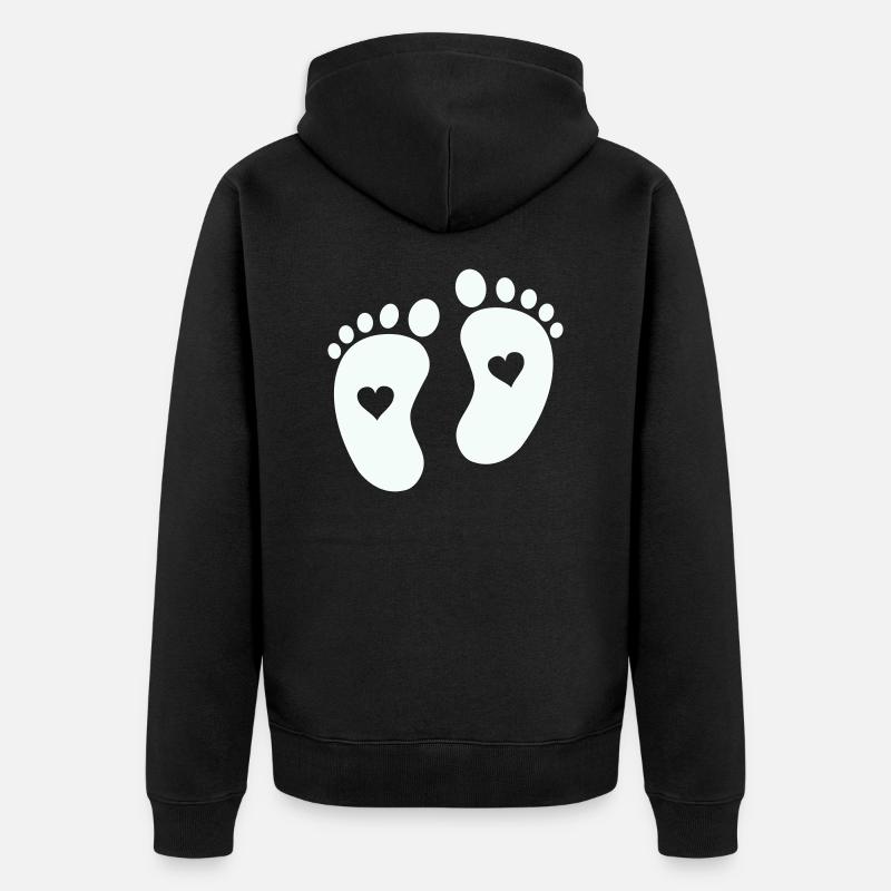 babyfüße - Unisex Premium Bio Zip Hoodie - Schwarz