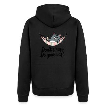 Chill Cat Hammock Vibes - Unisex Premium Organic Zip Hoodie - black - Back - Nico (187cm)