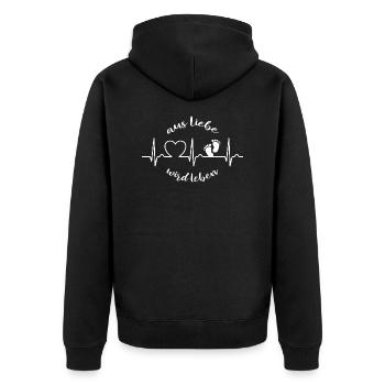 Aus Liebe wird Leben - EKG Kurve Herzkurve Baby - Unisex Premium Bio Zip Hoodie - Schwarz - Hinten - Nico (187cm)
