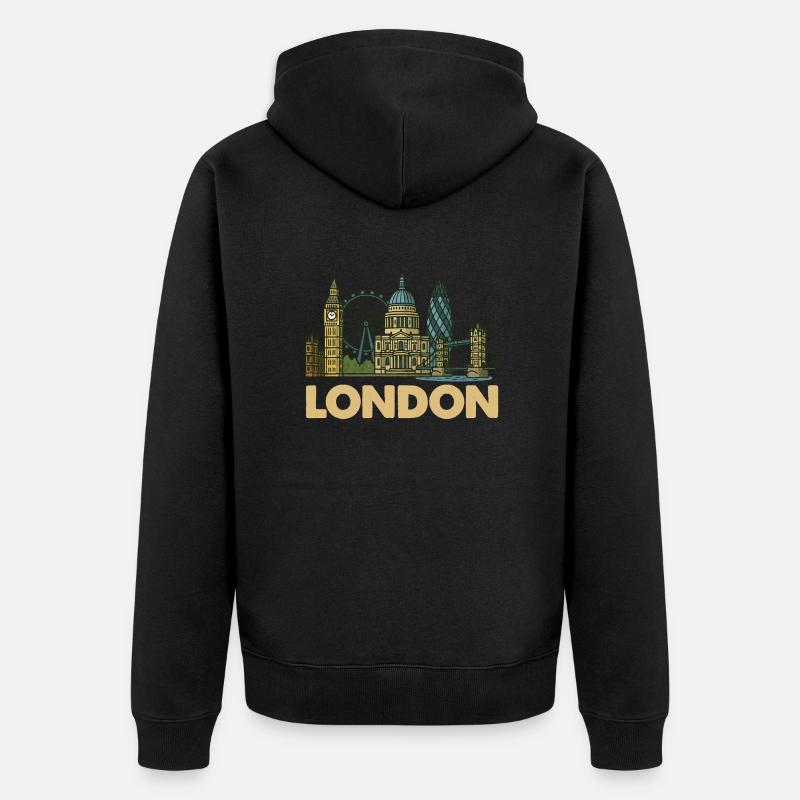 Skyline de Londres - Veste à capuche bio Premium Unisexe - noir