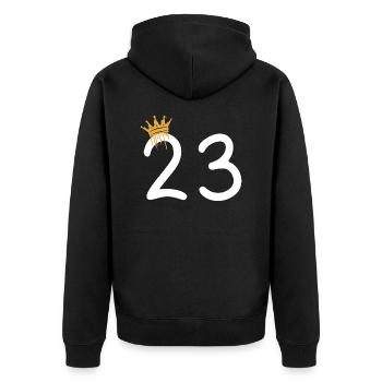 23 - Unisex Premium Organic Zip Hoodie - black - Back - Nico (187cm)