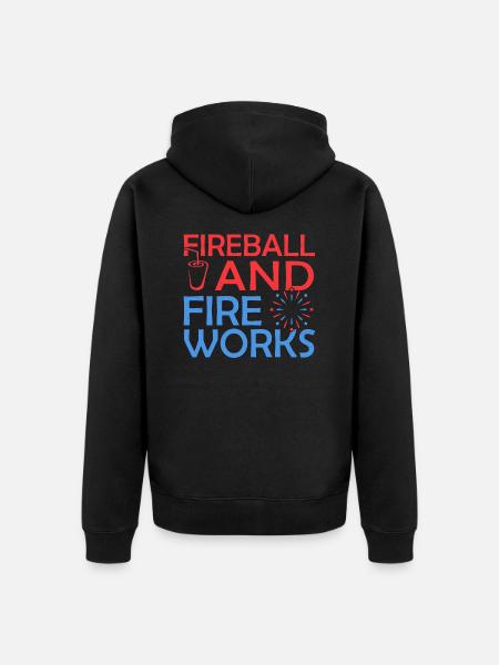 Fireball And Fireworks - Unisex Premium Organic Zip Hoodie - black