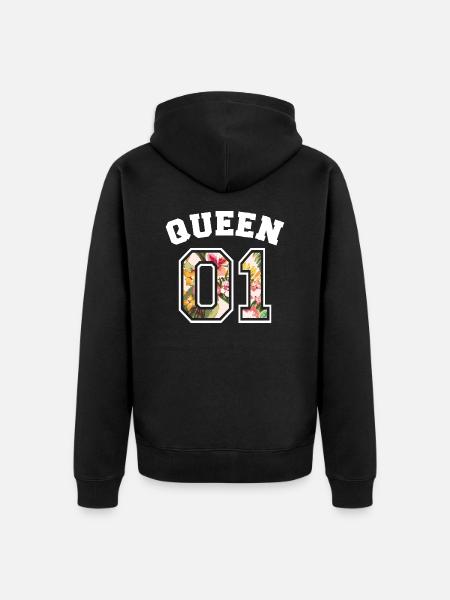 queen 01 - Unisex Premium Organic Zip Hoodie - black