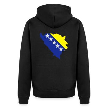 Bosnien Herzegowina - Unisex Premium Bio Zip Hoodie - Schwarz - Hinten - Nico (187cm)
