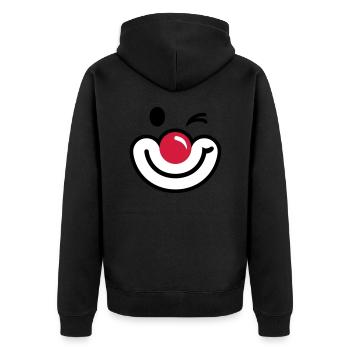 Clownsgesicht 2 - Unisex Premium Bio Zip Hoodie - Schwarz - Hinten - Nico (187cm)
