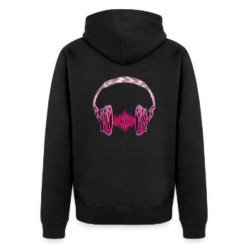 onde de fréquence des écouteurs de musique / Wave - Veste à capuche bio Premium Unisexe - noir - Dos - Nico (187cm)