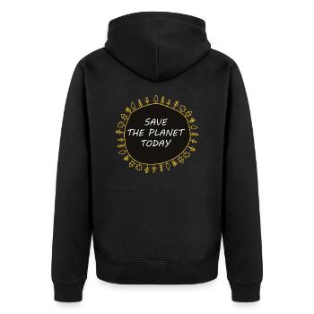 Save the Planet - Unisex Premium Bio Zip Hoodie - Schwarz - Hinten - Nico (187cm)