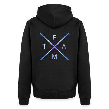 Team - Unisex Premium Bio Zip Hoodie - Schwarz - Hinten - Nico (187cm)