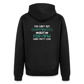 Rudern - Unisex Premium Bio Zip Hoodie - Schwarz - Hinten - Nico (187cm)