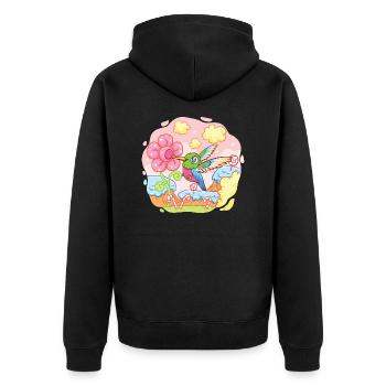 Sweet hummingbird visits candy country - Unisex Premium Organic Zip Hoodie - black - Back - Nico (187cm)
