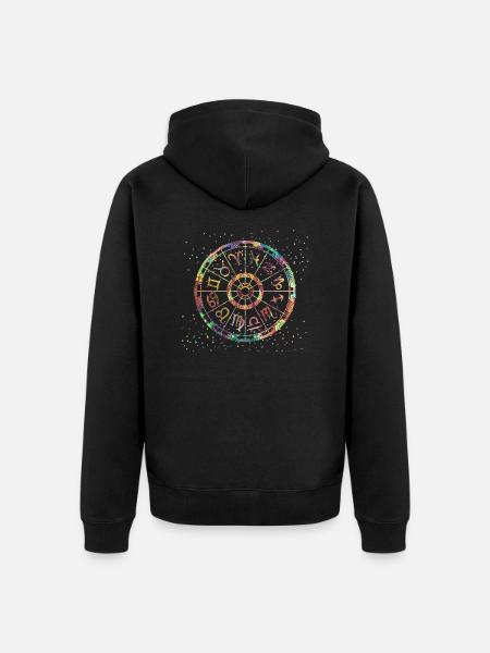 12 Sternzeichen - Unisex Premium Bio Zip Hoodie - Schwarz