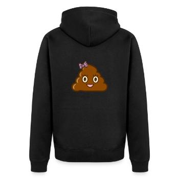 Mrs. Turd - Süße Kackhaufen-Lady mit Schleife - Unisex Premium Bio Zip Hoodie - Schwarz - Hinten - Nico (187cm)