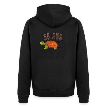 50 ans tortue anniversaire doucement vite ralenti - Veste à capuche bio Premium Unisexe - noir - Dos - Nico (187cm)