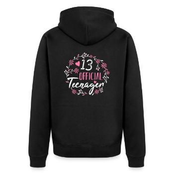 13e anniversaire fille adolescente - Veste à capuche bio Premium Unisexe - noir - Dos - Nico (187cm)