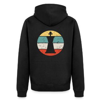 Schach Chess Retro Schachfigur - Unisex Premium Bio Zip Hoodie - Schwarz - Hinten - Nico (187cm)