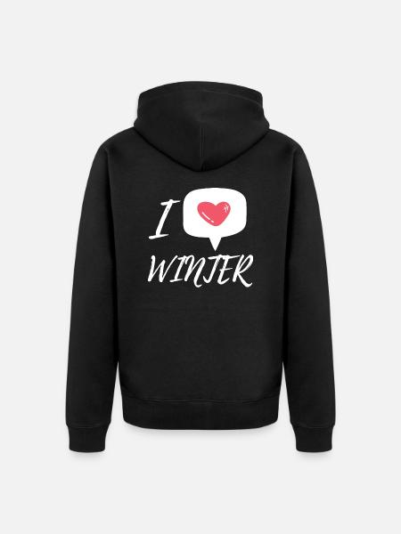 I love winter - Unisex Premium Organic Zip Hoodie - black