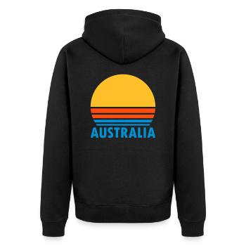 Australia (geteilte Sonne) - Unisex Premium Bio Zip Hoodie - Schwarz - Hinten - Nico (187cm)
