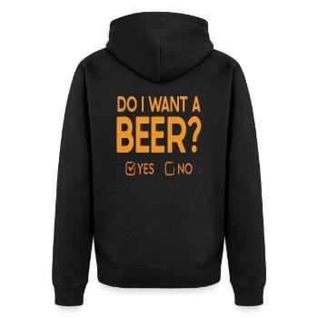 Do i want a Beer? - Unisex Premium Bio Zip Hoodie - Schwarz - Hinten - Nico (187cm)