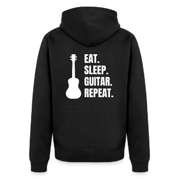 Gitarrist Musik Band Gitarre Musiker Gitarristin - Unisex Premium Bio Zip Hoodie - Schwarz - Hinten - Nico (187cm)
