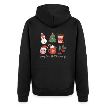 Jingle all t way Weihnachten Retro Weihnachtslied - Unisex Premium Bio Zip Hoodie - Schwarz - Hinten - Nico (187cm)