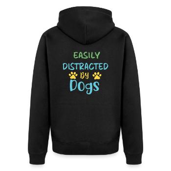 Easily Distracted by Dogs - Unisex Premium Organic Zip Hoodie - black - Back - Nico (187cm)