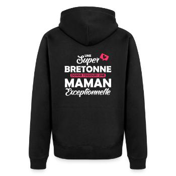 super bretonne - maman exceptionnelle - Veste à capuche bio Premium Unisexe - noir - Dos - Nico (187cm)
