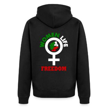 Women life freedom - Unisex Premium Bio Zip Hoodie - Schwarz - Hinten - Nico (187cm)