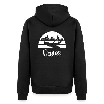 Venice with skyline and gondolas - Unisex Premium Organic Zip Hoodie - black - Back - Nico (187cm)