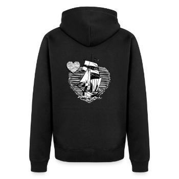 Kapitän moin moin Segelboot Skipper Seemannsgarn - Unisex Premium Bio Zip Hoodie - Schwarz - Hinten - Nico (187cm)
