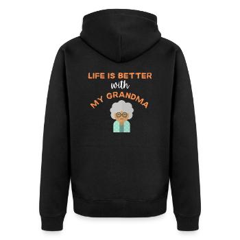 Life is Better with my Grandma - Grandmother Gift - Unisex Premium Organic Zip Hoodie - black - Back - Nico (187cm)