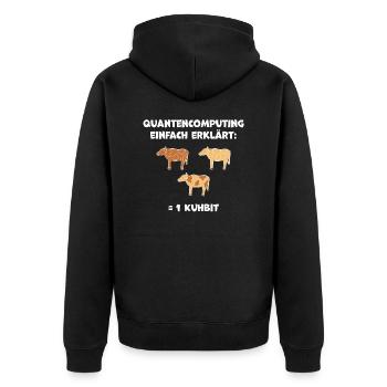 Quantencomputing mit Kühen Lustig Geschenk Kuhbit - Unisex Premium Bio Zip Hoodie - Schwarz - Hinten - Nico (187cm)